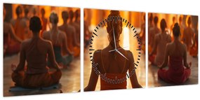 Tablou - Lecții de yoga (cu ceas) (90x30 cm)