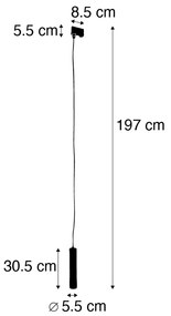 Lampă suspendată de design neagră, incl. adaptor de șină trifazat - Tuba Small trifazată