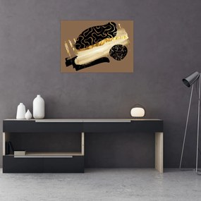 Tablou - Abstracție maro auriu N⁰3 (70x50 cm)