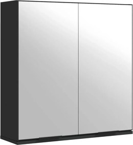 vidaXL Dulap baie cu oglindă negru 64x20x67 cm lemn compozit