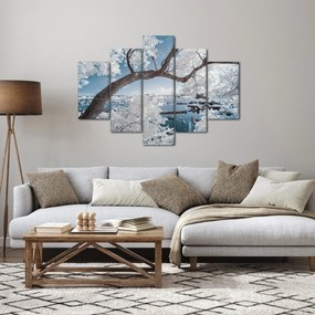 Tablou cu copac înzăpezit lângă apă (150x105 cm)