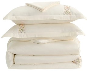 Lenjerie de pat crem din bumbac satinat pentru pat de o persoană cu cearceaf inclus, cu 6 piese 140x200 cm Maison Bloom – Mila Home Luxury