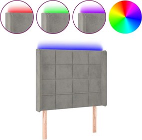 vidaXL Tăblie de pat cu LED, gri deschis, 83x16x118/128 cm, catifea