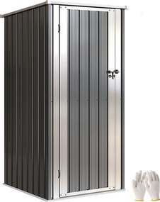 Outsunny Șopron de Grădină Exterior 0,69 m² 83x89x163 cm cu Acoperiș Înclinat Ușă cu Închizătoare Include Mănuși Gri Închis | Aosom Romania