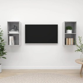 vidaXL Dulapuri TV suspendate, 2 buc, gri beton, lemn prelucrat
