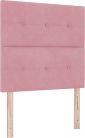 vidaXL Pat cu arc LED cu saltea cu headboard Roz 120 x 190 cm Catifea
