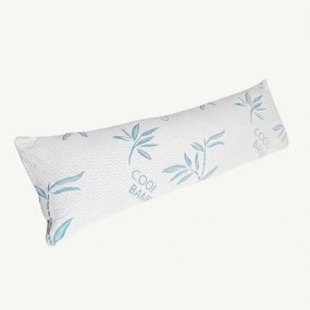 Perna pentru corp memory foam cu husa bambus racoritoare, 40x110 cm, Alb/Verde