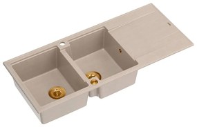 Chiuveta compozit incastrata Quadron Unique Evan 121 bej - cupru 116x50 cm
