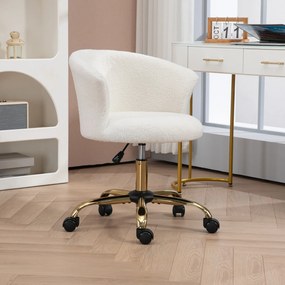 Vinsetto Scaun de birou, fotoliu de birou ergonomic reglabil în înălțime, șezut confortabil pivotant, picioare din oțel alb | Aosom Romania