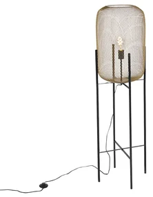 Neagră modernă cu lampă de podea aurie - Bliss Mesh