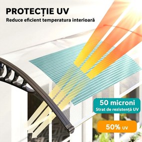 Outsunny Copertină Curbată pentru Exterior cu Panouri din Policarbonat și Sistem de Fixare Inclus | Aosom Romania