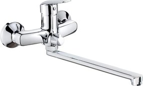 Boro Baterie pentru chiuvetă, montare pe perete, cu pipă alungită - racord furtun Finisaj: Crom BMO_056M