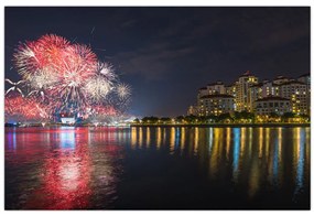 Tablou cu artificii in Singapur (90x60 cm)