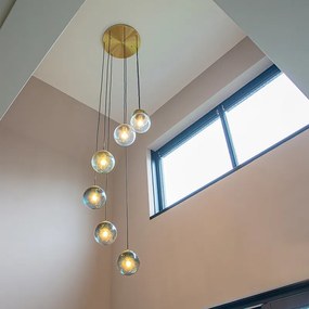 Lampă suspendată inteligentă din alamă cu 7 lumini, inclusiv Wi-Fi ST64 - Pallon