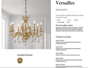 Candelabru 8 brate LUX cu cristale Scholer, Versailles