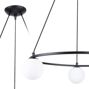 Lustră albă/neagră cu abajur din sticlă Umerta – Sollux