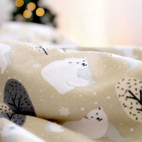 Goldea lenjerie de pat flanel - model de crăciun - urși polari 140 x 200 și 50 x 70 cm