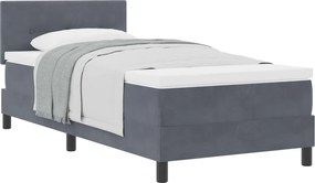 vidaXL Pat cu arcuri cu saltea Gri închis 90 x 200 cm Catifea