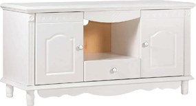 Comodă TV lemn masiv alb Elizabeth, 120 × 58 × 63 cm