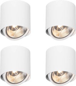 Set de 4 spoturi de design montate la suprafață alb GU10 111mm - Impact