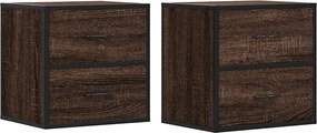 vidaXL Noptiere de perete, 2 buc., stejar maro, 40x31x39,5 cm