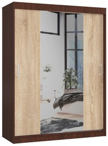 Dulap de haine Clotilde (wenge + stejar sonoma) (cu oglindă). 1069415