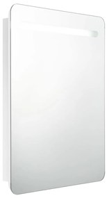 326509 vidaXL Dulap de baie oglindă și LED, alb strălucitor, 60x11x80 cm