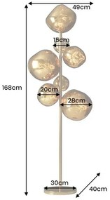 Lampa de podea moderna cu 7 globuri aurii LIQUID DIAMOND