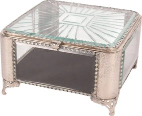 Cutie decorativă din sticlă și alamă, negru, pătrată, 13 x 21 x 21 cm, „Bijou”