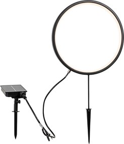 Set 2 x Spoturi solitare negre 60cm cu LED reîncărcabil și solar IP65 - Adalind