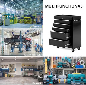 Carucior scule pentru atelier HOMCOM, 61.5x33x85cm negru | Aosom Romania