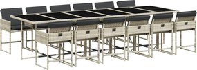 vidaXL Set mobilier de grădină cu perne 13 piese gri deschis poliratan
