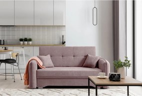 Canapea roz extensibilă/cu spațiu de depozitare cu tapițerie din chenille 155 cm Laine – ELTAP