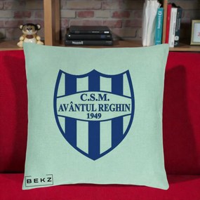 Perna Personalizata CSM Avantul Reghin 1949, 40x40 cm, Verde Menta, Husa Detasabila, Perna Inclusa, BEKZ®