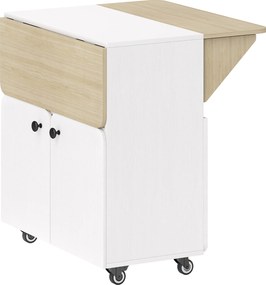 HOMCOM Masă de sufragerie pliabilă pe roți, masă de bucătărie 4 persoane, 2 blaturi rabatabile, etajeră, dulap, 70x83x75cm, alb | Aosom Romania