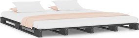vidaXL Pat din paleți Small Double gri, 120x190 cm, lemn masiv pin