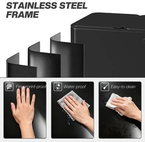 HOMCOM Coș de Gunoi cu 3 Secțiuni de 20L cu Pedală și 2 Capace cu Închidere Silențioasă, Coș de Gunoi din Oțel Inoxidabil și PP, 61.9x36.6x56.7 cm, Negru | Aosom Romania