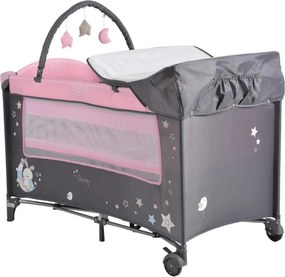 Patut pliant transformabil in tarc copii NOVOKIDS™ Sleepy NEST, 60X120 cm, 2 Niveluri, Masa infasat, Jucarie Carusel cu jucarii din plus, Fermoar
