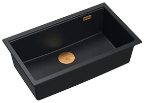 Chiuveta compozit sub blat Quadron Logan 110 negru carbon - cupru 76x44 cm