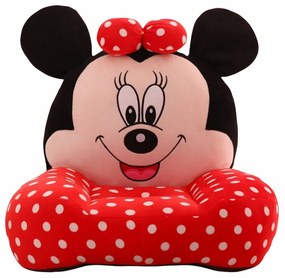 Fotoliu din plus pentru bebelusi cu spatar, Minnie Mouse cu buline, 50 cm, Multicolor, FPS-22