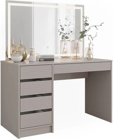 Masuta machiaj cu Oglinda LED si 5 Sertare pentru Cosmetice, Set Masa toaleta 120 cm, masuta cosmetica, vanity - SEC214