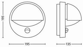 Lampă de perete Philips 16246/87/16 pentruexterior cu senzor June 19,5 cm, gri