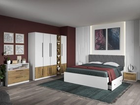 Set mobila dormitor 4 piese Alb/Stejar Eclipse C06