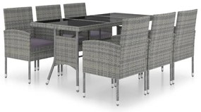 Set mobilier de gradina, 7 piese, antracit &amp; gri, poliratan