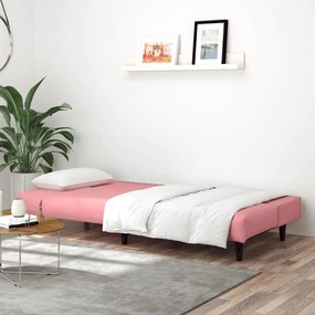 Canapea extensibila cu 2 locuri, roz, catifea Roz, Fara scaunel pentru picioare Fara scaunel pentru picioare