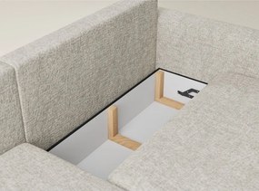 Colțar bej extensibil/cu spațiu de depozitare cu tapițerie din chenille (cu colț pe partea stângă/cu șezlong) Leon – Maison de Rêve