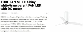 Lustra cu Ventilator si telecomanda TUBE FAN M LED alb/transparent