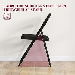 HOMCOM Set 6 Scaune Pliabile, Scaune Moderne cu Perne din Poliester pentru Acasă și Birou, 45x46x78 cm, Negru | Aosom Romania
