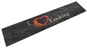 vidaXL Covor de bucătărie lavabil Cooking, negru, 60x300 cm, catifea