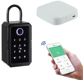 Cutie depozitare chei Inteligenta + Pachet Bridge Wifi, , AMASAFE 3 Smart, Neagra, montata pe perete, Waterproof, IP65, App TT Lock, pentru Inchirieri